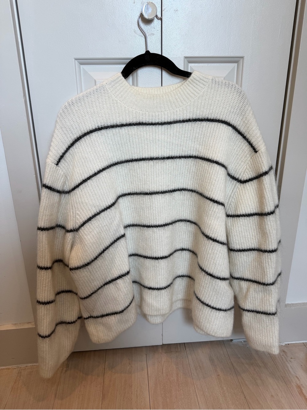 COS Cream Ribbed Crewneck Sweater